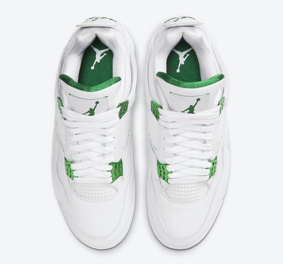 Nike Air Jordan 4  Green Metallic Whine, белый, кожа, текстиль, женские