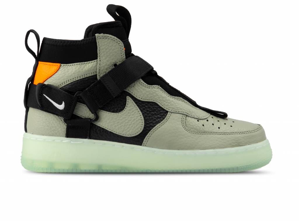 Nike Air Force 1 Utility Mid,  серый с черным, кожа, мужские